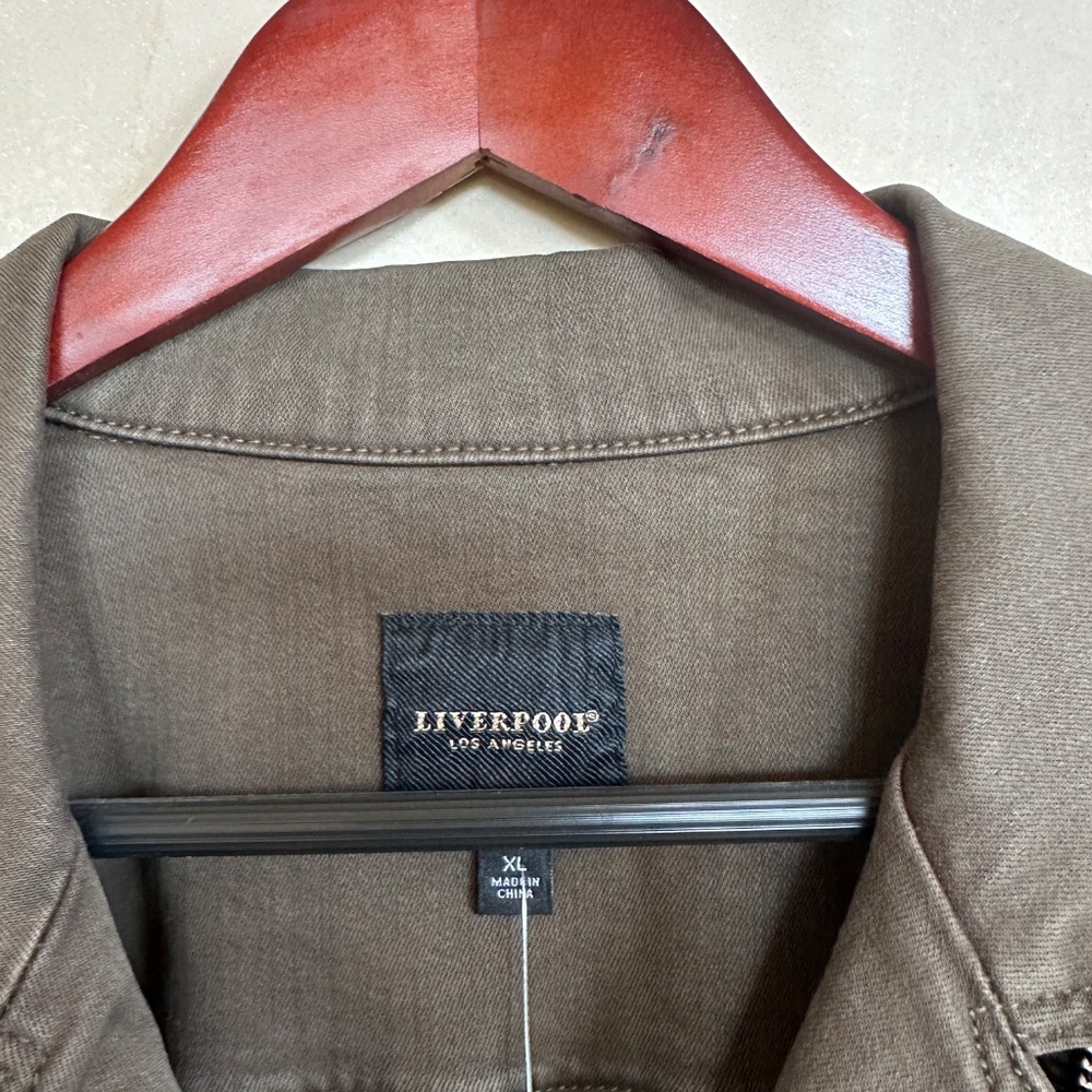 Liverpool Bradford Moto Denim Jacket Olive xl - Picture 5 of 6
